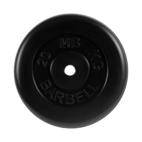 Диск обрезиненный, черного цвета, 31 мм MB Barbell МВ-PltB31-20