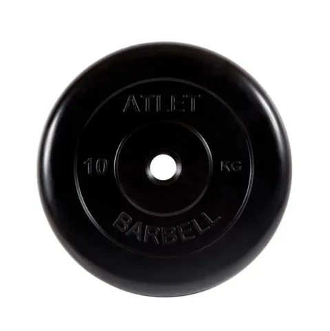 Диск обрезиненный Atlet, 10 кг 26 мм MB Барбел МВ-AtletB26-10