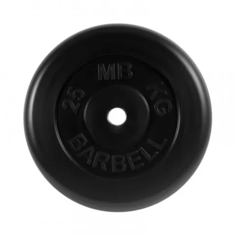 Диск обрезиненный, черного цвета, 31 мм MB Barbell MB-PltB31-25