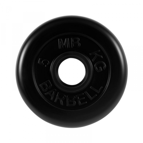 Диск обрезиненный черного цвета, 51 мм МВ Barbell MB-PltB51-5