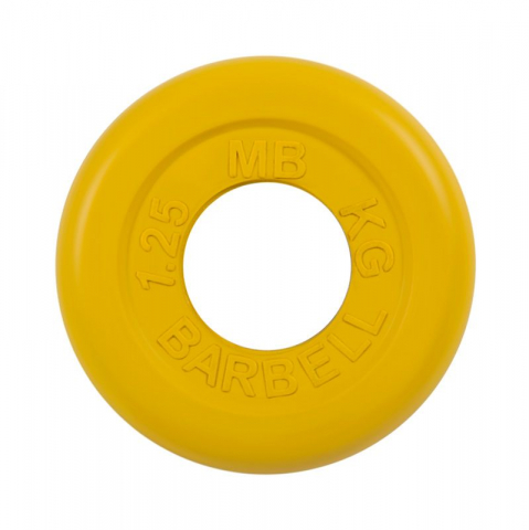 Диск обрезиненный желтого цвета, 51 мм MB Barbell MB-PltC51-1.25