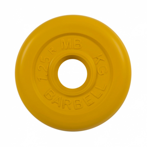 Диск обрезиненный, желтого цвета 26 мм MB Barbell MB-PltC26-1,25