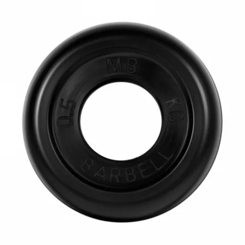 Диск обрезиненный, черного цвета 26 мм MB Barbell MB-PltB26-0,5
