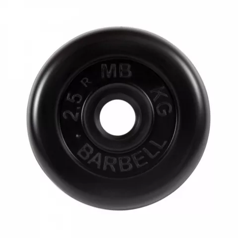 Диск обрезиненный, черного цвета, 31 мм MB Barbell MB-PltB31-2,5