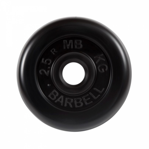 Диск обрезиненный, черного цвета, 31 мм MB Barbell MB-PltB31-2,5