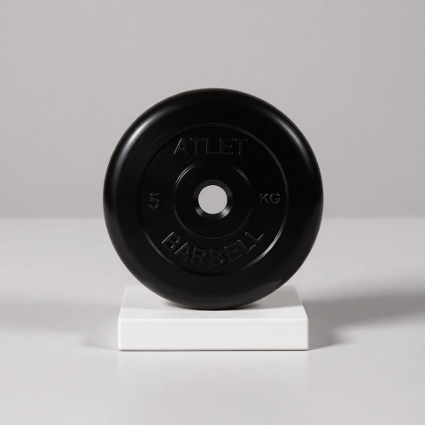 Диск обрезиненный Atlet, 5 кг 26 мм MB Барбел МВ-AtletB26-5