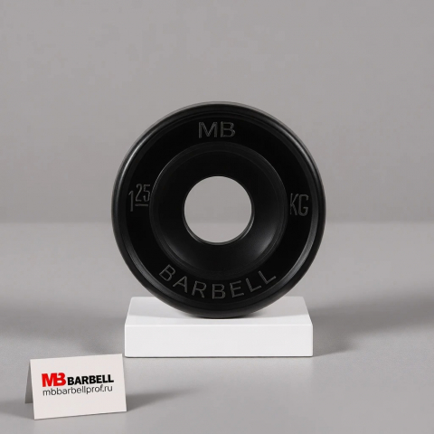 Диск обрезиненный, черный, евро-классик MB Barbell MB-PltBE-1,25