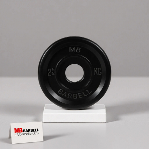 Диск обрезиненный, черный, евро-классик MB Barbell MB-PltBE-2,5