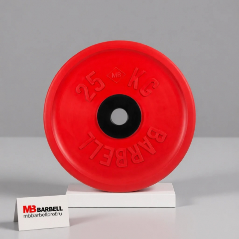 Диск обрезиненный, красный, евро-классик MB Barbell MB-PltCE-25