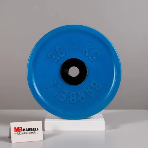 Диск обрезиненный, синий, евро-классик MB Barbell MB-PltCE-20