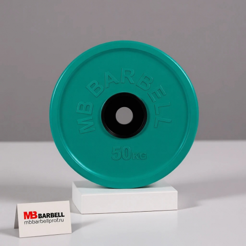 Диск обрезиненный, зеленый, евро-классик МВ Barbell MB-PltCE-50