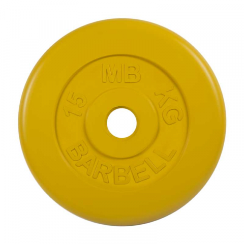 Диск обрезиненный желтого цвета, 51 мм MB Barbell MB-PltC51-15