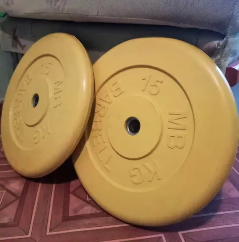 Диск обрезиненный желтого цвета, 51 мм MB Barbell MB-PltC51-15