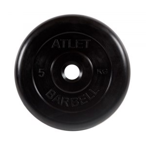 Диск обрезиненный Atlet, 5 кг 26 мм MB Барбел МВ-AtletB26-5