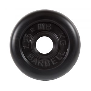 Диск обрезиненный, черного цвета, 31 мм МВ Барбел MB-PltB31-1,25
