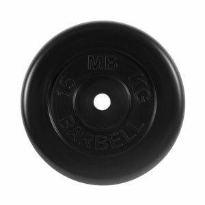 Диск обрезиненный, черного цвета, 31 мм МВ Барбел MB-PltB31-15