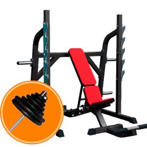 Домашний тренажерный зал со штангой, стойкой и скамьей Barbell