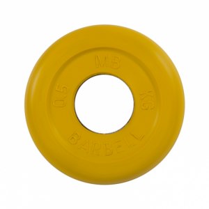 Диск обрезиненный желтого цвета, 31 мм MB Barbell МВ-PltC31-0,5